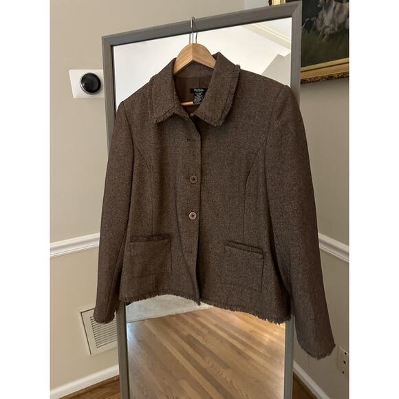 Bob Mackie Brown Tan Suit Coat Jacket Blazer Size 16 - Picture 3 of 6